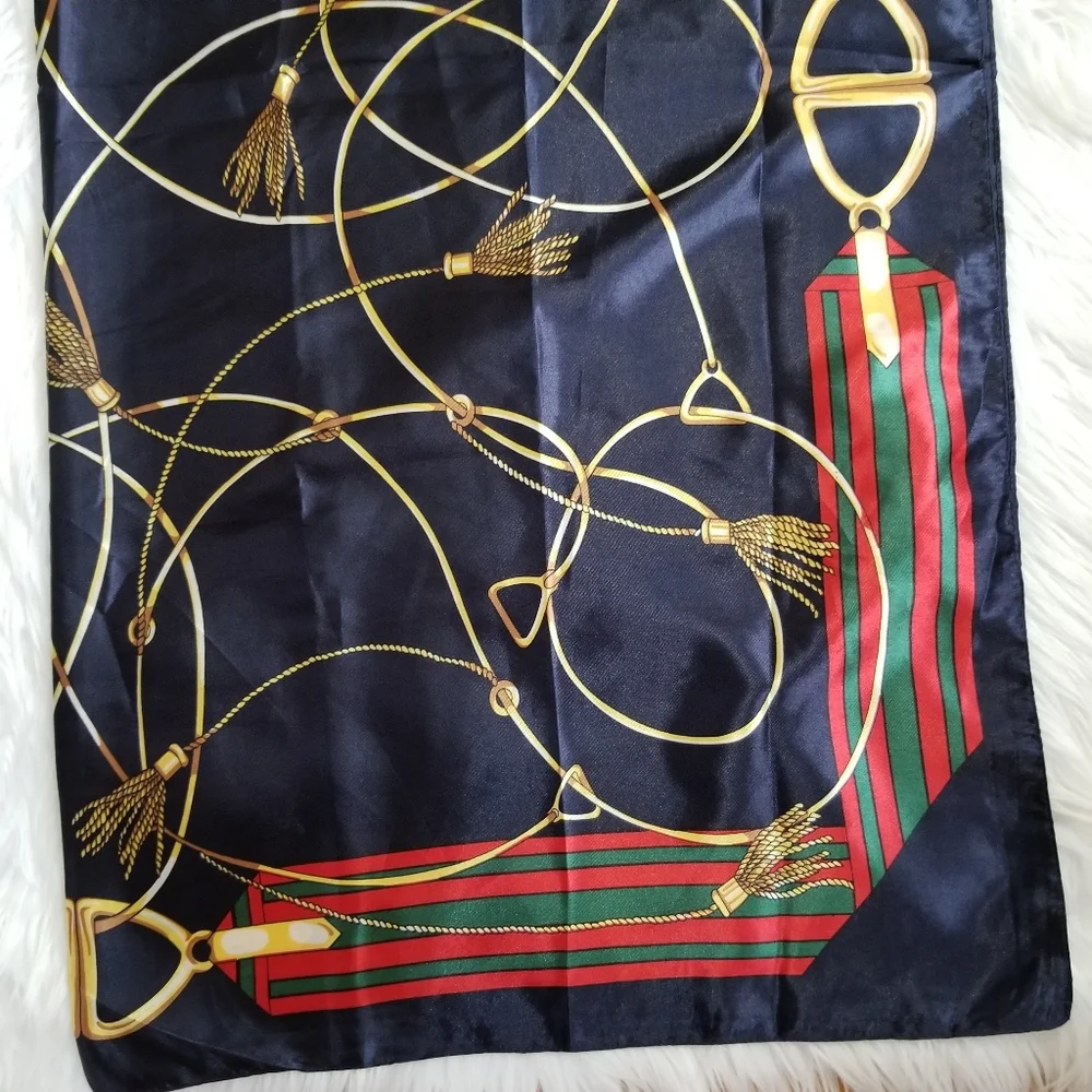Satin Scarf Blue And Red Color 34 × 34 Inches..... - Picture 7 of 9